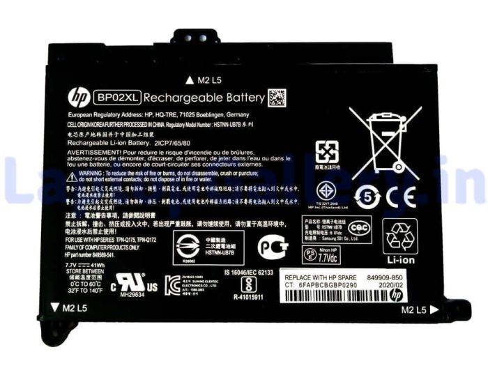HP 849569-421 - 2 Cell BP02XL Original Laptop Notebook Battery - Image 2