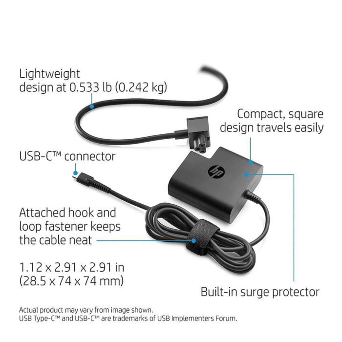 HP 65w Original Laptop Charger - 20V (3.0A -5.0A) Genuine AC Power Adapter ( USB Type C ) - Image 2