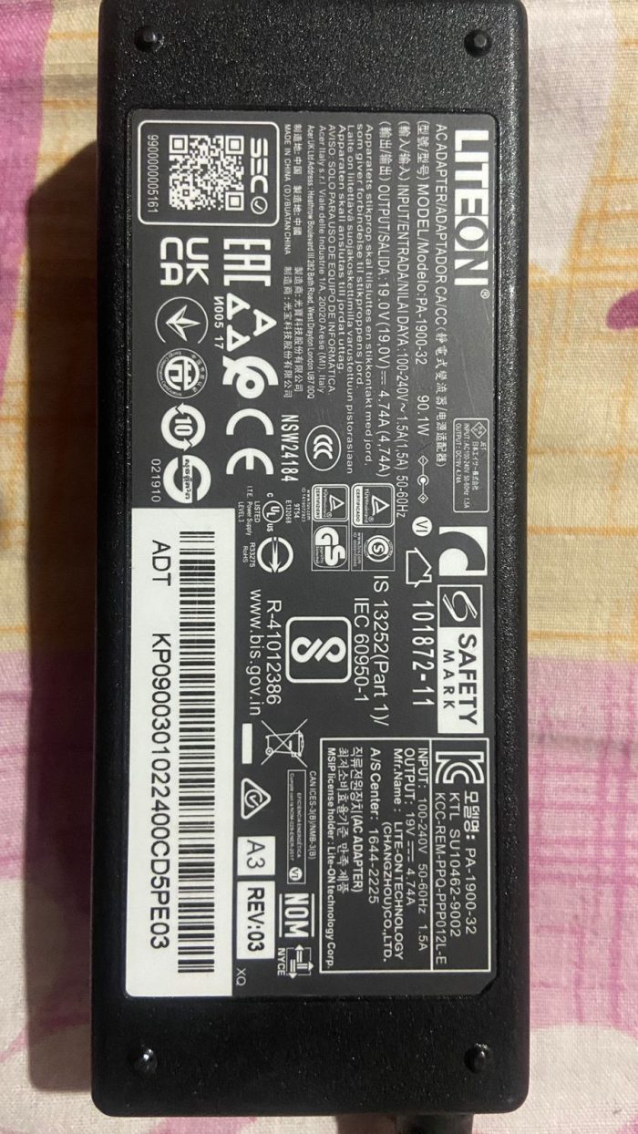 ACER 90w Original Laptop Charger - 19V 4.74A Genuine AC Power Adapter ( 1.7 mm ) - Image 3