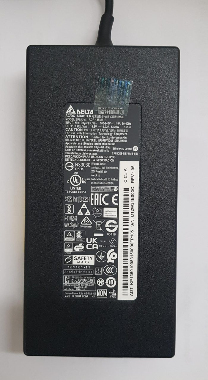 ACER DELTA 135W ADP-135NB B 19.5V 6.92A Genuine Original Laptop Adapter Charger ( 1.7 mm ) - Image 2