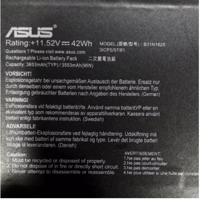 ASUS B31N1625 - B31N1625 Original Laptop Notebook Battery - Image 2