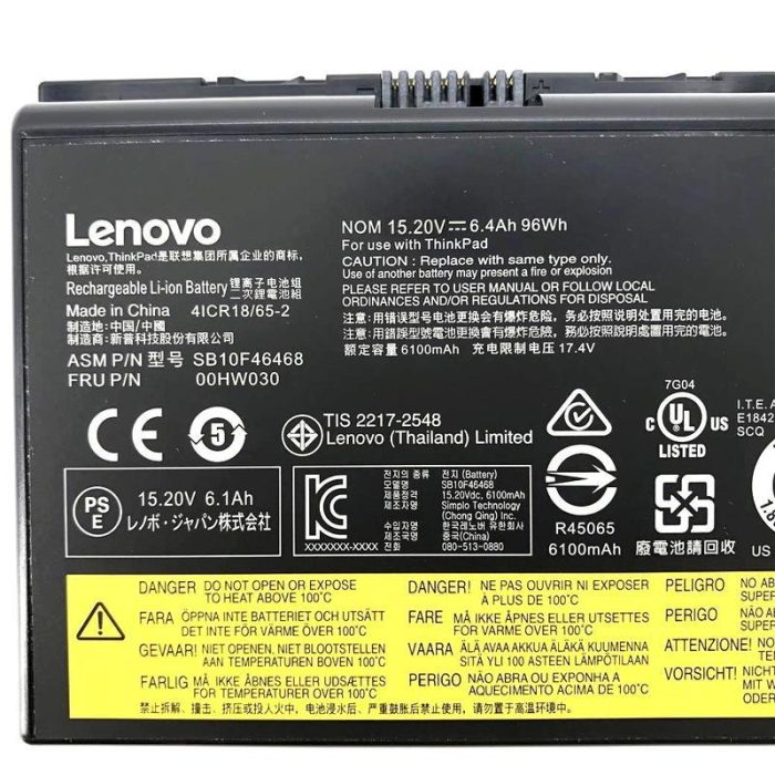 LENOVO ThinkPad P70 20ESS2Q200 - 00HW030 Original Laptop Notebook Battery - Image 3