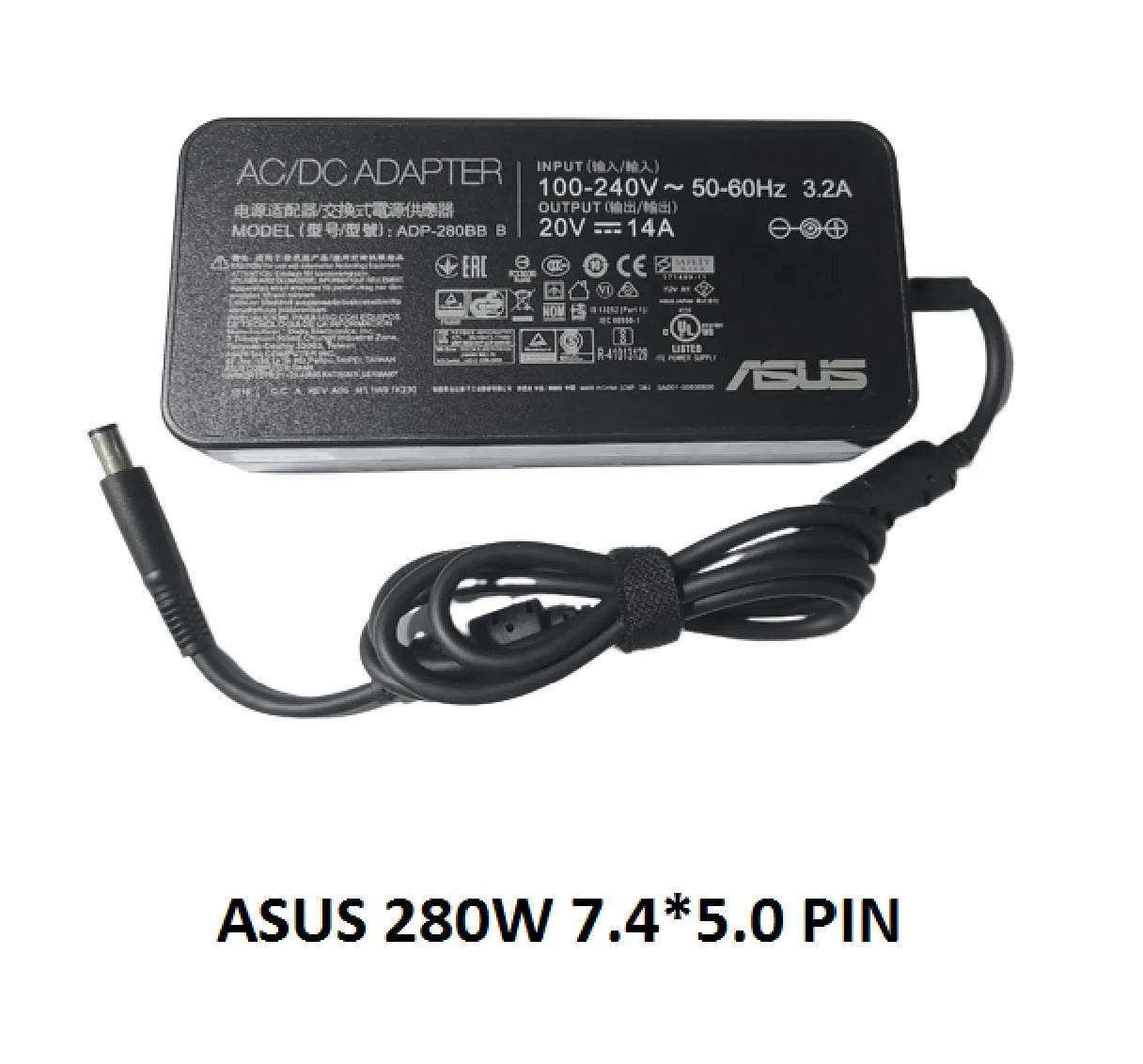 1-9.jpg ASUS Laptop Charger 280W 20V 14A Original Adapter (7.4 mm x 5.0 mm) (1 Yr Warranty) (Power Cord Included) Model No : ADP-280EB F - Image 1