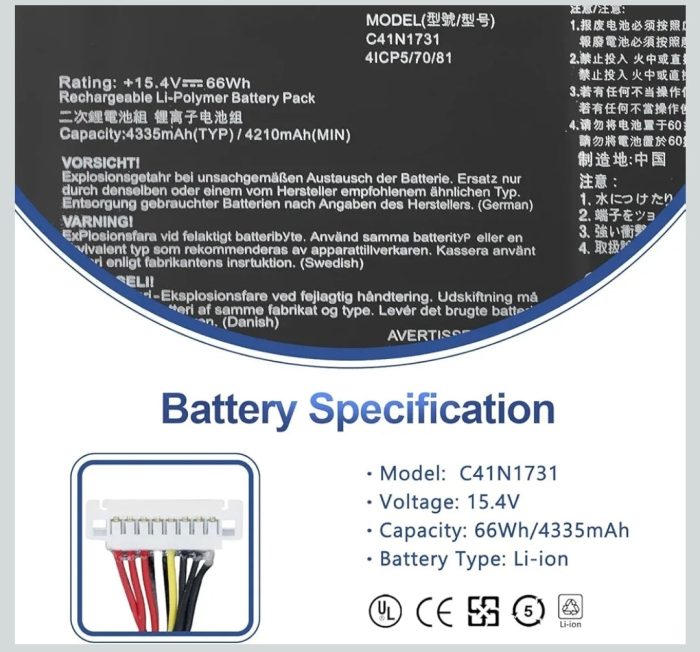 ASUS C41POJ5 - C41N1731 Original Laptop Notebook Battery (1 Yr Warranty) - Image 3