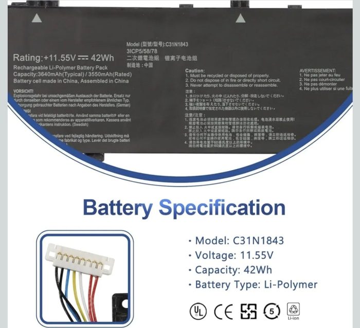 ASUS C31N1843 - C31N1843 Original Laptop Notebook Battery (1 Yr Warranty) - Image 13