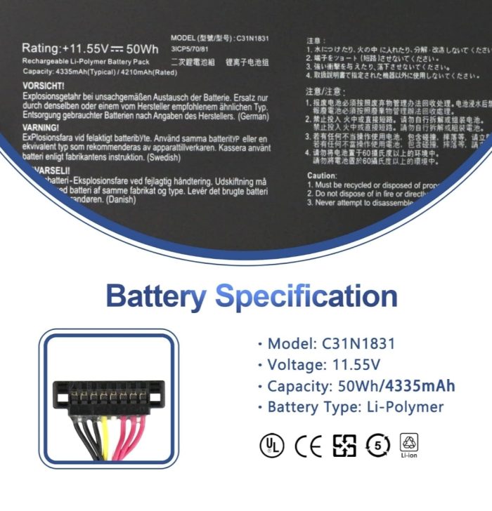 ASUS C31N1831 - C31N1831 Original Laptop Notebook Battery (1 Yr Warranty) - Image 10