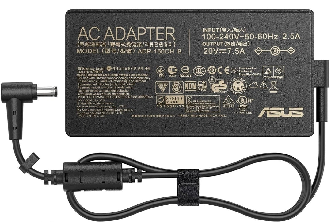 rn-image_picker_lib_temp_22e9ad03-6b24-405e-a441-f82b8c8621cf.jpg ASUS Laptop Charger 150W 20V 7.5A Original Adapter (5.5 mm x 2.5 mm ) (1 Yr Warranty) (Power Cord Included) - Image 1