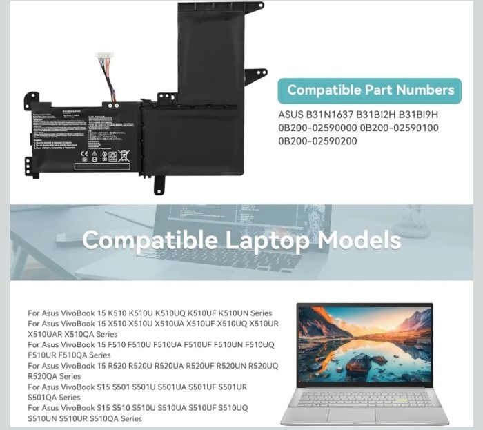 ASUS A510QR - B31N1637 Original Laptop Notebook Battery (1 Yr Warranty) - Image 7