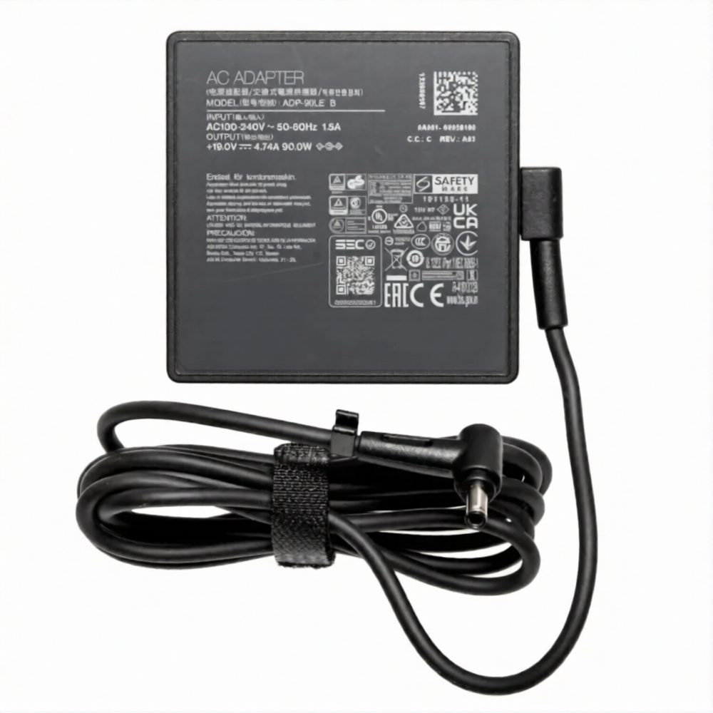 rn-image_picker_lib_temp_43619071-8a27-46dc-a3b9-88c48e6549fc.png ASUS Laptop Charger 90W 19V 4.74A Original Adapter Model No: Asus Vivobook S5504VA (4.5 mm x 3.0 mm) (1 Yr Warranty) (Power Cord Included) - Image 1