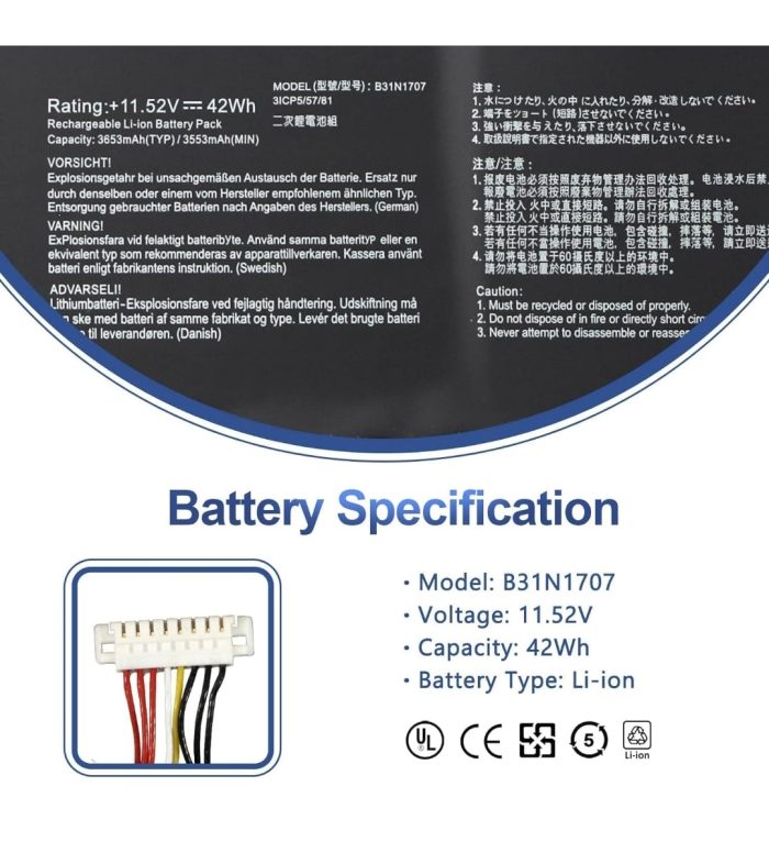 ASUS A411QR - B31N1707 Original Laptop Notebook Battery (1 Yr Warranty) - Image 4
