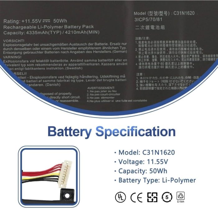 ASUS BX430 - C31N1620 Original Laptop Notebook Battery (1 Yr Warranty) - Image 10