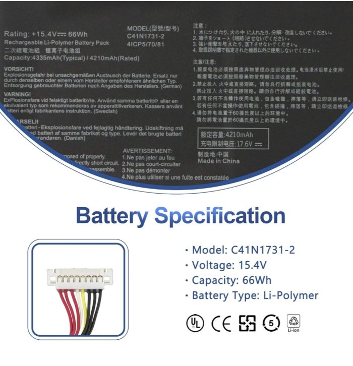ASUS C41N1731 TYPE-2- C41N1731 TYPE-2 Original Laptop Notebook Battery (1 Yr Warranty) - Image 8