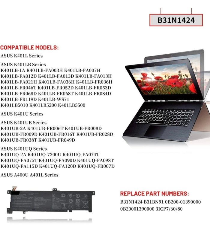 ASUS R415UB - B31N1424 Original Laptop Notebook Battery (1 Yr Warranty) - Image 10