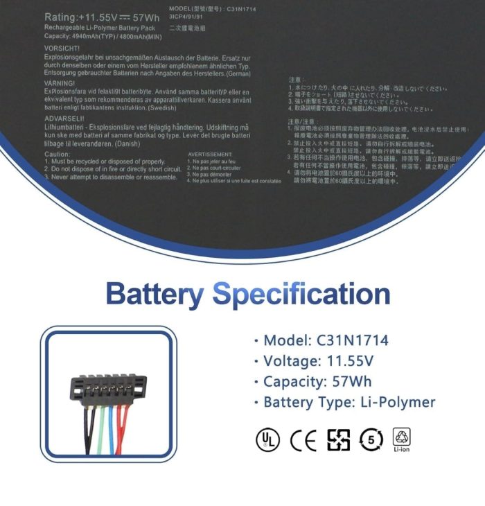 ASUS C31N1714 - C31N1714 Original Laptop Notebook Battery (1 Yr Warranty) - Image 14