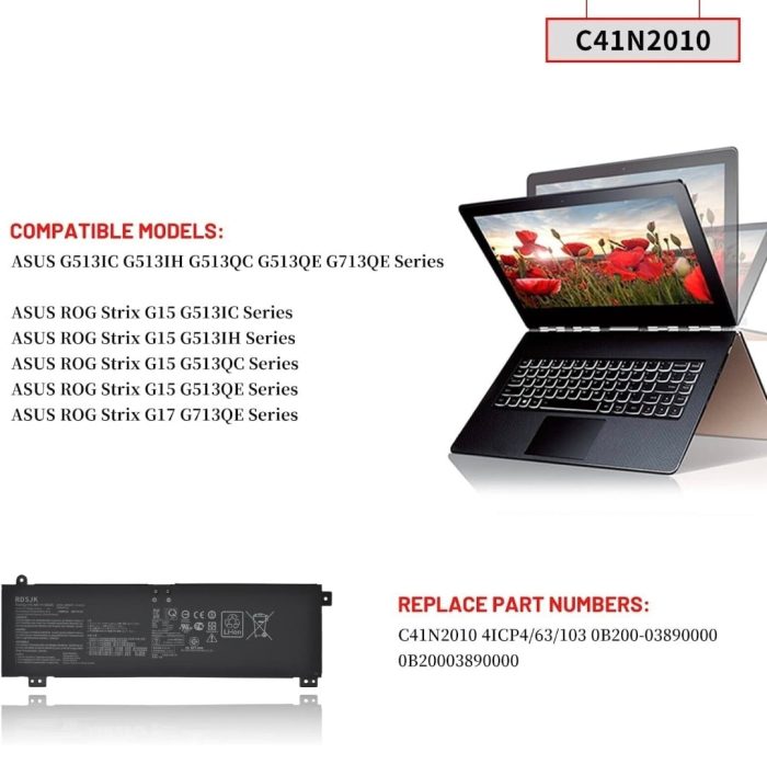 ASUS G513QC - C41N2010 Original Laptop Notebook Battery (1 Yr Warranty) - Image 6