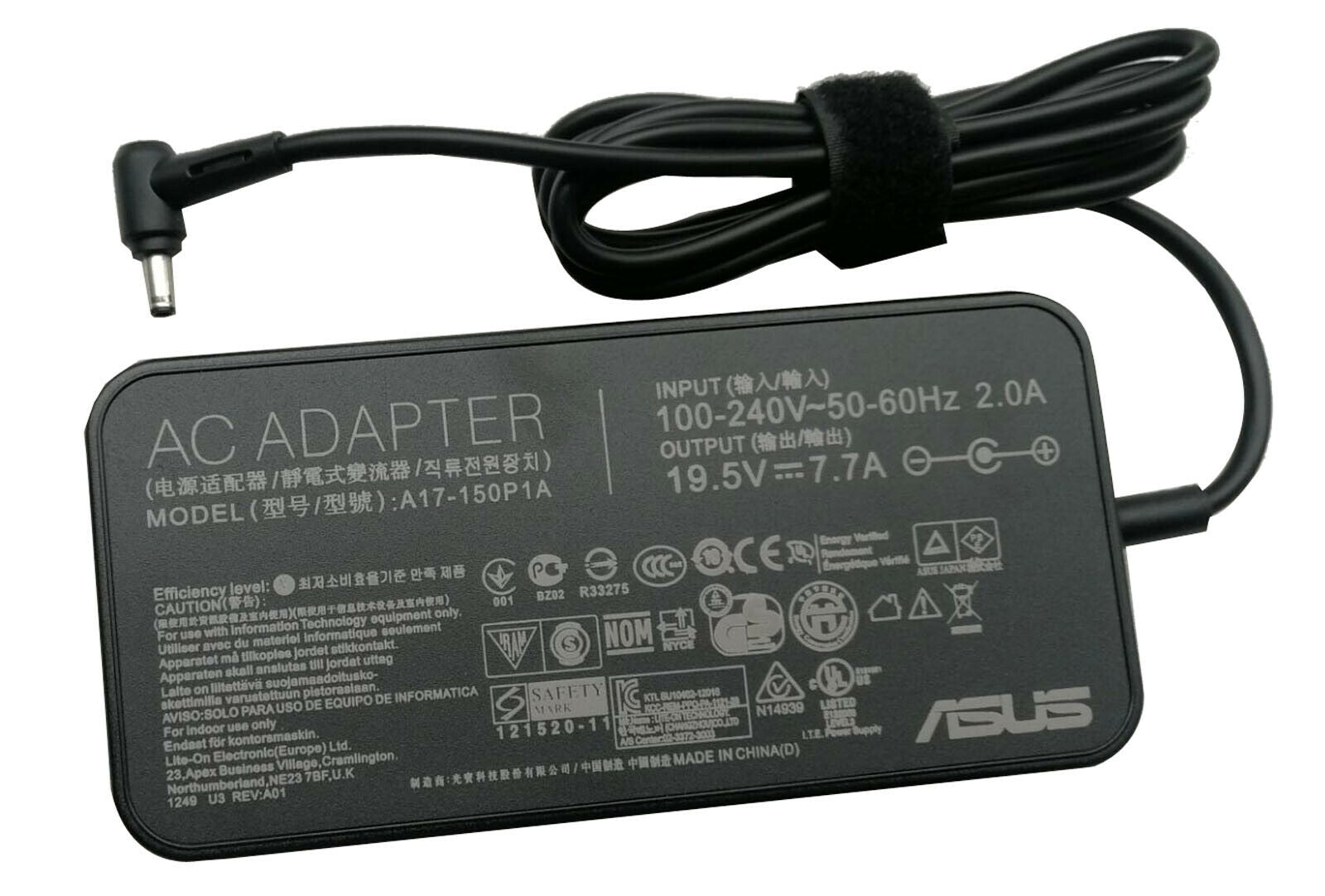 rn-image_picker_lib_temp_b9b0979a-a597-4a43-aea0-6223145af701.jpg ASUS Laptop Charger 150W 19.5V 7.7A Original Adapter Model : A17-150P1A (5.5 mm x 2.5 mm) (1 Yr Warranty) (Power Cord Included) - Image 1