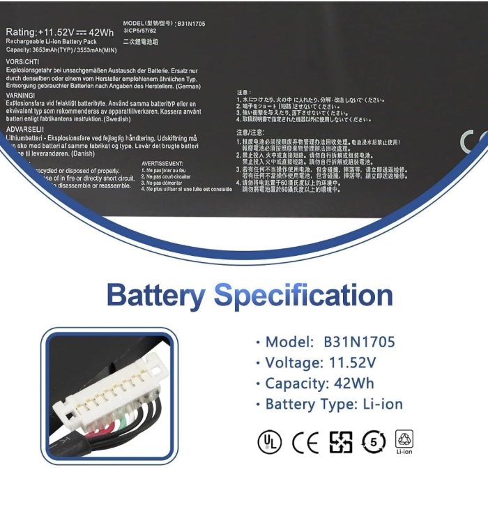 ASUS B31N1705 - B31N1705 Original Laptop Notebook Battery (1 Yr Warranty) - Image 9