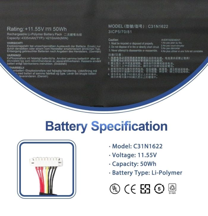 ASUS C31N1622 - C31N1622 Original Laptop Notebook Battery (1 Yr Warranty) - Image 12