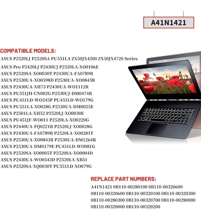 ASUS E551JH - A41N1421 Original Laptop Notebook Battery (1 Yr Warranty) - Image 6