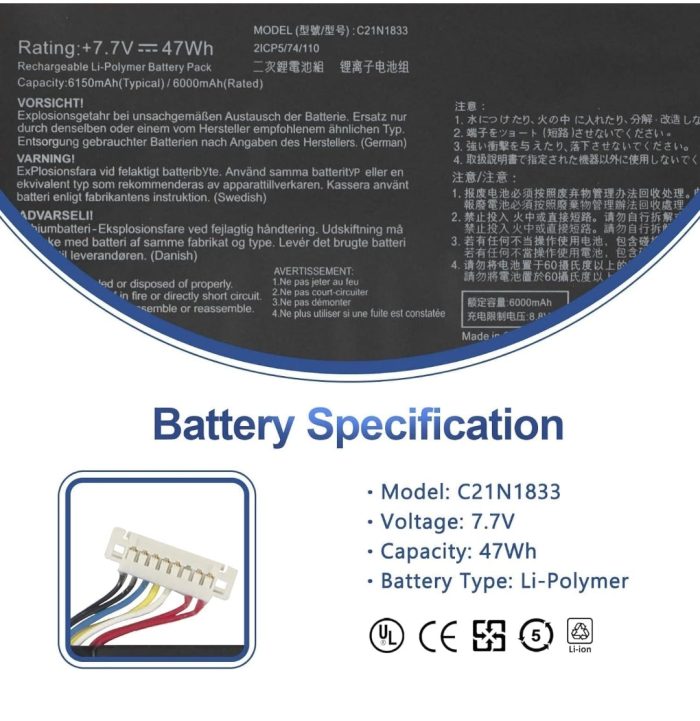 ASUS BX431FA - C21N1833 Original Laptop Notebook Battery (1 Yr Warranty) - Image 7