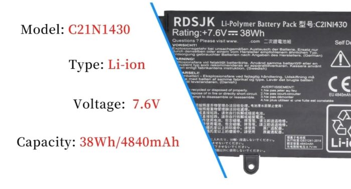 ASUS C21N1430 - C21N1430 Original Laptop Notebook Battery (1 Yr Warranty) - Image 6