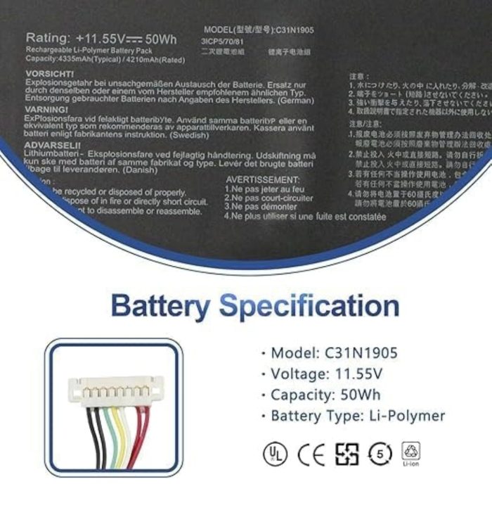 ASUS C31N1905 - C31N1905 Original Laptop Notebook Battery (1 Yr Warranty) - Image 4