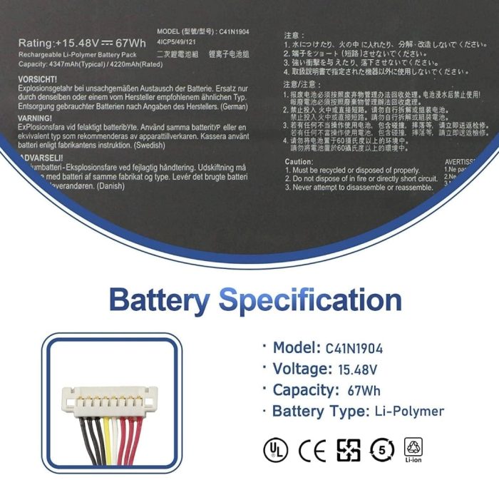 ASUS Deluxe14 - C41N1904 Original Laptop Notebook Battery (1 Yr Warranty) - Image 3