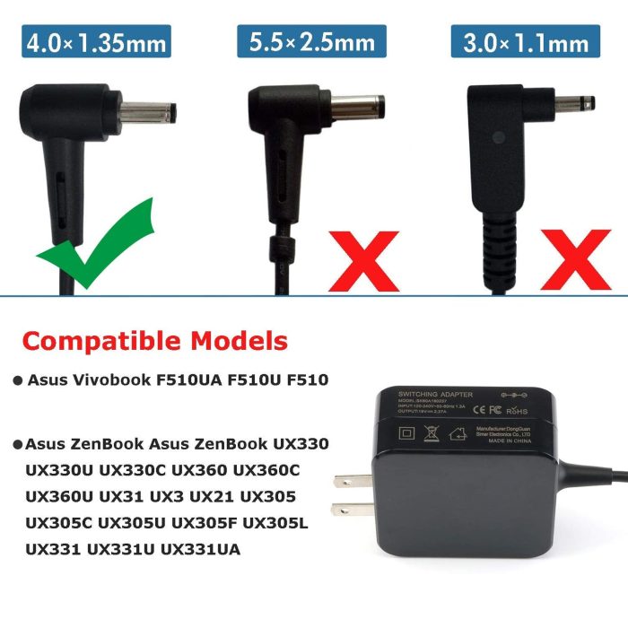 ASUS Laptop Charger 65W 19V 3.42A Original Adapter (4.0 mm x 1.35mm) (1 Yr Warranty) (Power Cord Included) - Image 9
